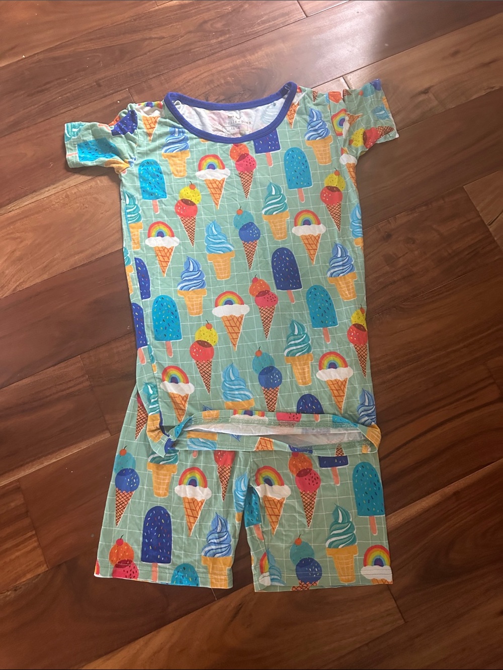 Little Sleepies Light Blue Ice Cream & Rainbow Pajama Set